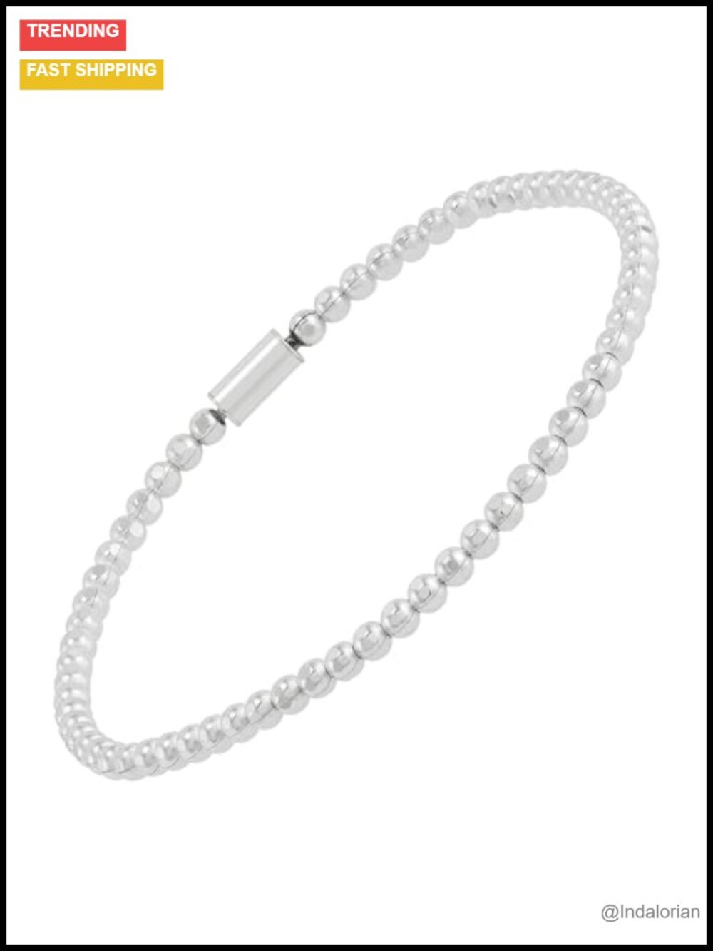 Sterling Silver Multi-Faceted Bead Stretch Bracelet 7.5 Inch